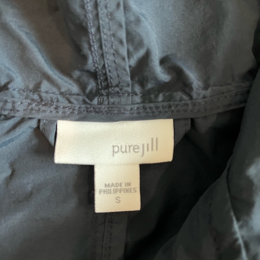 J. Jill Pure Jill Black Lightweight Rain Jacket Women’s Small - Picture 3 of 6